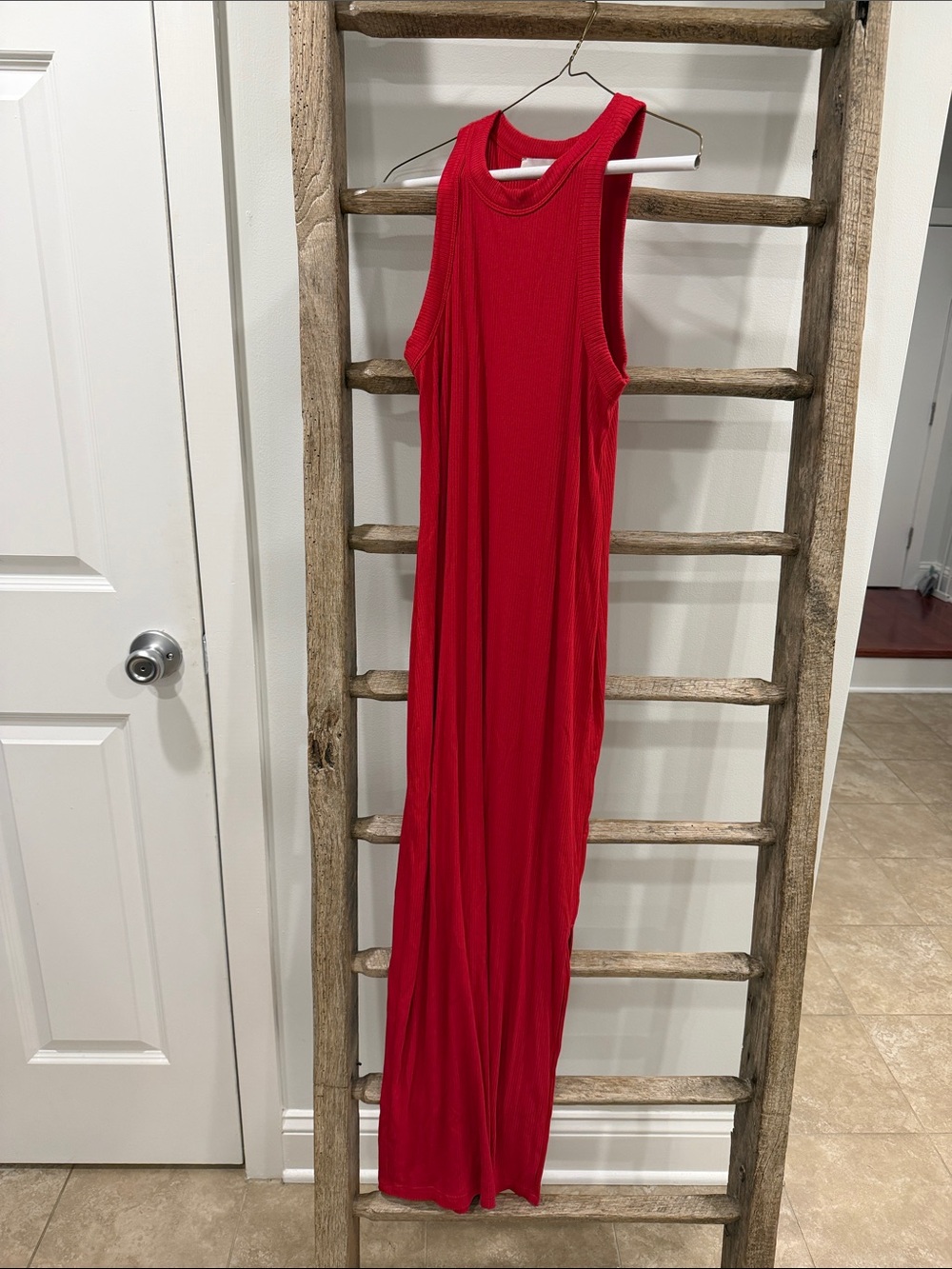 Loft Red Sleeveless Maxi Dress